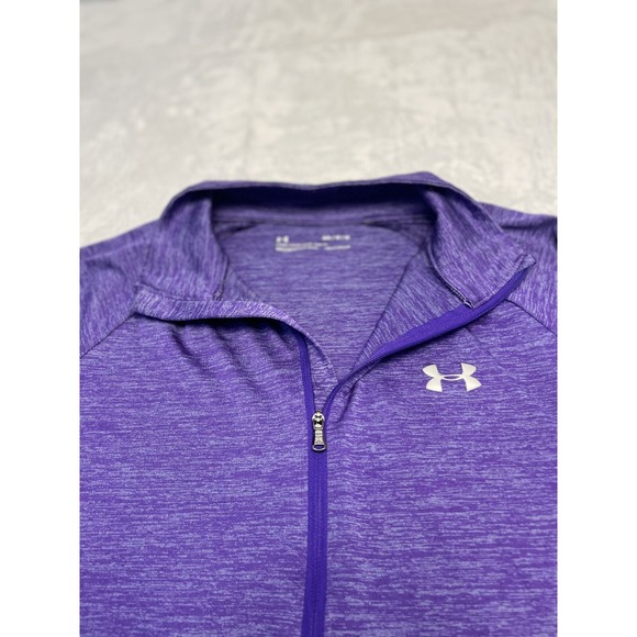Under Armour LS Workout Shirt Womens M Purple Loose Heatgear Gym Outdoor - Picture 3 of 9